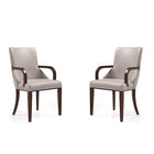 Manhattan Comfort Shubert 22.5" Modern Faux Leather and Velvet Upholstered Dining Armchair - Light Grey - Set of 2-Modern Dining Armchair for Dining Room and Task Use. Set of 2