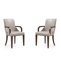 Manhattan Comfort Shubert 22.5" Modern Faux Leather and Velvet Upholstered Dining Armchair - Light Grey - Set of 2-Modern Dining Armchair for Dining Room and Task Use. Set of 2