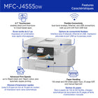 Brother - MFC-J4555DW Imprimante tout-en-un à jet d’encre couleur sans fil INKvestment Tank avec écran couleur de 2,7 po et bacs à papier-Connexions aux applications en nuage. Impression et numérisation avec les applis en nuage les plus populaires, comme Google DriveMC, Dropbox, Box et OneDrive à partir de l’écran couleur de 2,7 po facile à utiliser