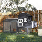 PawHut 84" Wooden Chicken Coop with Nesting Box - Black-Works great for chickens, ducks, other poultry or small animals 
