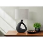 Monarch Specialties 23" H Contemporary Table Lamp - Black Resin / Grey Shade-Featuring a convenient on/off turn knob switch for a single 60W bulb (not included), to effortlessly illuminate a side or end table, console, or nightstand creating a warm ambiance