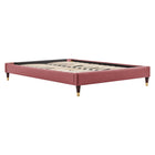 Modway Elise Performance Velvet Twin Platform Bed with Wood Legs and Gold Metal Sleeves - Dusty Rose-Reinforced Center Beam and Support Legs