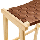 Modway - Saoirse Cuir Tabouret de bar en bois - Brun naturel - Ensemble de 2-9