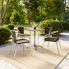 Flash Furniture – Table carrée de 23,5 po en aluminium avec 4 sièges en rotin, intérieur/extérieur (TLH24SQ020CHR4)-23,50 larg. x 23,50 prof. x 27,25 haut. (po)/carré