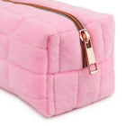 Fashion Stationery - Étui à crayons en peluche matelassé - 7,87 po L x 3,14 po l x 3,14 po H - Rose-1 compartiment à fermeture éclair