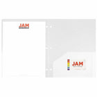 JAM Paper Heavy Duty 3-Hole Punched 2-Pocket School Folder - Clear - 6 Pack-Quantity: 6 Folders per Pack | One for each subject & project