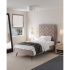 Manhattan Comfort Crosby 81.1" Modern Velvet Upholstered Twin-Size Bed - Blush-Upholstered In Luxurious Velvet with High Density Foam Filled Padding