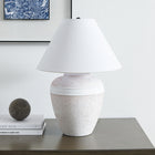 Hudson&Canal Chiara 23" Tall Ceramic Table Lamp with Fabric Shade - White Terracotta/White-Clean with a soft, dry cloth and no harsh chemicals or abrasive cleaning materials