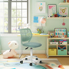 Homy Casa - Chaise de bureau pour adolescent en tissu - Vert aqua-Dossier Respirant : Le design élégant avec des découpes offre une ventilation, gardant votre dos frais et confortable