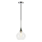 Hudson&Canal - Suspension Ida de 9,5 po de large avec abat-jour en verre, - Nickel poli/transparent-Associé à un abat-jour en verre transparent en forme de larme