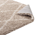 Modway - Toryn Réseau en losange Tapis 5 pi l x 8 pi L Shag Area - Beige et ivoire-7