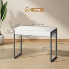 HOMCOM 39.4" High Gloss Computer Desk with 2 Drawers - White/Grey-Adjustable feet keep it stable on uneven floors and prevent floor scratches
