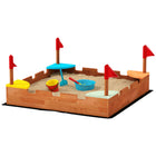 Qaba - Bac à sable en bois pour enfants, bac à sable extérieur thème château avec drapeaux - bois brun-Thème de château qui inspire des jeux de rôle imaginatifs . 