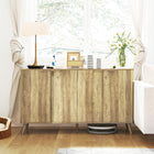 HOMCOM 55.1" L Fluted Sideboard Buffet Cabinet with Storage - Oak-3-level adjustable shelf in each cabinet enhances flexibility
