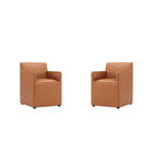Manhattan Comfort - Lot de 2 fauteuils de salle à manger modernes Anna Square 58 cm en similicuir avec accoudoirs - couleur Saddle-Fauteuil de salle à manger moderne pour salle à manger et usage de travail lot de 2