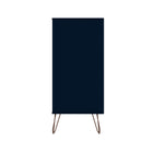 Manhattan Comfort - Rockefeller commode haute et table de chevet style milieu du siècle moderne - tatiana bleu minuit - ensemble de 2-21,57 po L x 35,31 po l x 44,57 po H