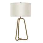 Hudson&Canal - Lampe de table Marduk de 65 cm de haut avec abat-jour en tissu - Laiton/blanc-Associé à un abat-jour en tissu tambour blanc