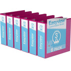 Davis Group Easyview Premium Binder - Round Ring - Customizable - 3" - Pink - 6 Pack-3 Ring Binder