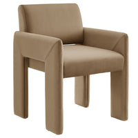 Modway Daven Stain-Resistant Performance Velvet Dining Armchair - Taupe-Versatile Dining Armchair