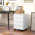 HOMCOM 4-Drawer Letter/A4 Filing Cabinet with Lockable Wheels - White-Stable MDF structure suitable for everyday use
