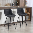 HOMCOM - Tabourets de bar hauteur comptoir 27 po en cuir PU - noir - paquet de 2-L’assise pivote à 360 degrés, facilitant les conversations et l’accès 
