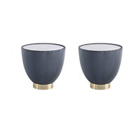 Manhattan Comfort - Lot de 2 tables d’appoint Anderson 46,8 cm modernes en similicuir gris-Table d’appoint moderne - Lot de 2 pour salon