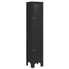 HOMCOM Tall Bathroom Cabinet with Shelves and Doors - Black-Two cabinets with shelves offer ample organized storage space