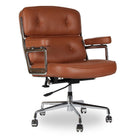 Plata Import - Chaise de bureau élégante Chaise réglable en similicuir avec cadre en aluminium poli, Braun-Bras fixes