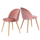 Furniture R – Chaise de salle à manger en velours, rose, paq./2-Capitonnage velours, rose