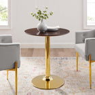Modway Verne 28" Dining Table - Gold Cherry Walnut-MDF Tabletop