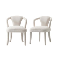 Manhattan Comfort Palmer 22.8" Mid-Century Modern Tweed Upholstered Dining Armchair - Ivory - Set of 2-Mid-Century Modern Accent Chairs for Living Room Usage. Set of 2