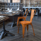 Flash Furniture Distressed Metal Indoor-Outdoor Stackable Chair - Orange-Distressed Orange Powder Coat Finish