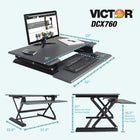 Victor – Bureau assis debout High Rise réglable en hauteur, avec support pour clavier (DCX760)-12 réglages de hauteur variés