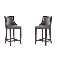 Manhattan Comfort - Emperor tabouret de bar traditionnel 19" en similicuir rembourré - gris galet - lot de 2-Tabouret de bar traditionnel avec dossier parfait pour une utilisation au bar et dans la cuisine. Ensemble de 2