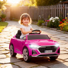 Qaba 12V Audi Q8 Licensed Electric RC Car for Kids - Pink-Features two headlights, horn, and music for realistic play 