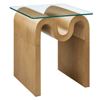 Modway - Ondine Plateau en verre Table d’appoint - Naturel-Forme ondulatoire unique
