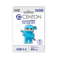 Centon Ninja USB Flash Drive - USB 3.2 Gen1 - 32G - Blue-Capacity : 32GB USB-A 3.2