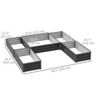 Outsunny 5-Section Metal Raised Garden Bed - 96.5" L x 95" W x 12" H - Dark Grey-With protective cover and painting for outdoor use 