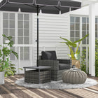 Outsunny 22" Outdoor Rattan Wicker Patio Coffee Table with Umbrella Hole - Mixed Grey-A umbrella hole in the middle of table-top for installing an umbrella