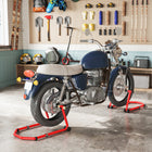 HOMCOM Motorcycle Stand Lift - Red-With extra clamping clips to reduce wobble and enhance overall stability
