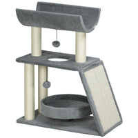 PawHut - Arbre à chat avec perchoir, poteaux à griffer en sisal, coussin, lit - balles suspendues-Le design multifonctionnel offre différents points de vue pour les chats curieux 