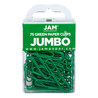 JAM Paper Colourful Jumbo Paper Clips - 2"- Green - 75 Pack-Colour: Green