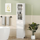 Kleankin Storage Cabinet with Multiple Shelves & Drawer - White-Two 3-level adjustable shelves for flexible storage