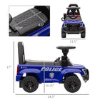 Aosom Kids Sliding Ride-On Police Car with Under Seat Storage - Blue-Playfully using a megaphone 