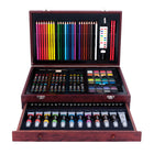 Art 101 Deluxe Art Set in a Wood Organizer Case - 119 Piece Set-Includes a variety of painting tools including acrylic paints, watercolor cakes, paint palettes, and paint brushes