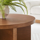 Modway Silas Round Wood Coffee Table - Walnut-X-Shaped Base
