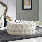 Modway Amour Upholstered Fabric Ottoman - Beige-Surround Tufted Button Display