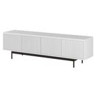 Hudson&Canal Whitman TV Stand for TV's up to 75" - White-The top has a weight capacity of 75lbs, inside storage area can hold 45 lbs in each section
