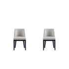 Manhattan Comfort Gansevoort 19" Modern Faux Leather Upholstered Dining Chair - Light Grey - Set of 2-Modern Dining Chair for Dining Room and Task Use. Set of 2