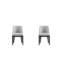 Manhattan Comfort Gansevoort 19" Modern Faux Leather Upholstered Dining Chair - Light Grey - Set of 2-Modern Dining Chair for Dining Room and Task Use. Set of 2